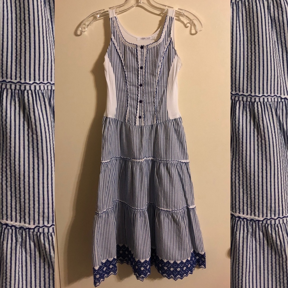 Blue and White Striped Dress